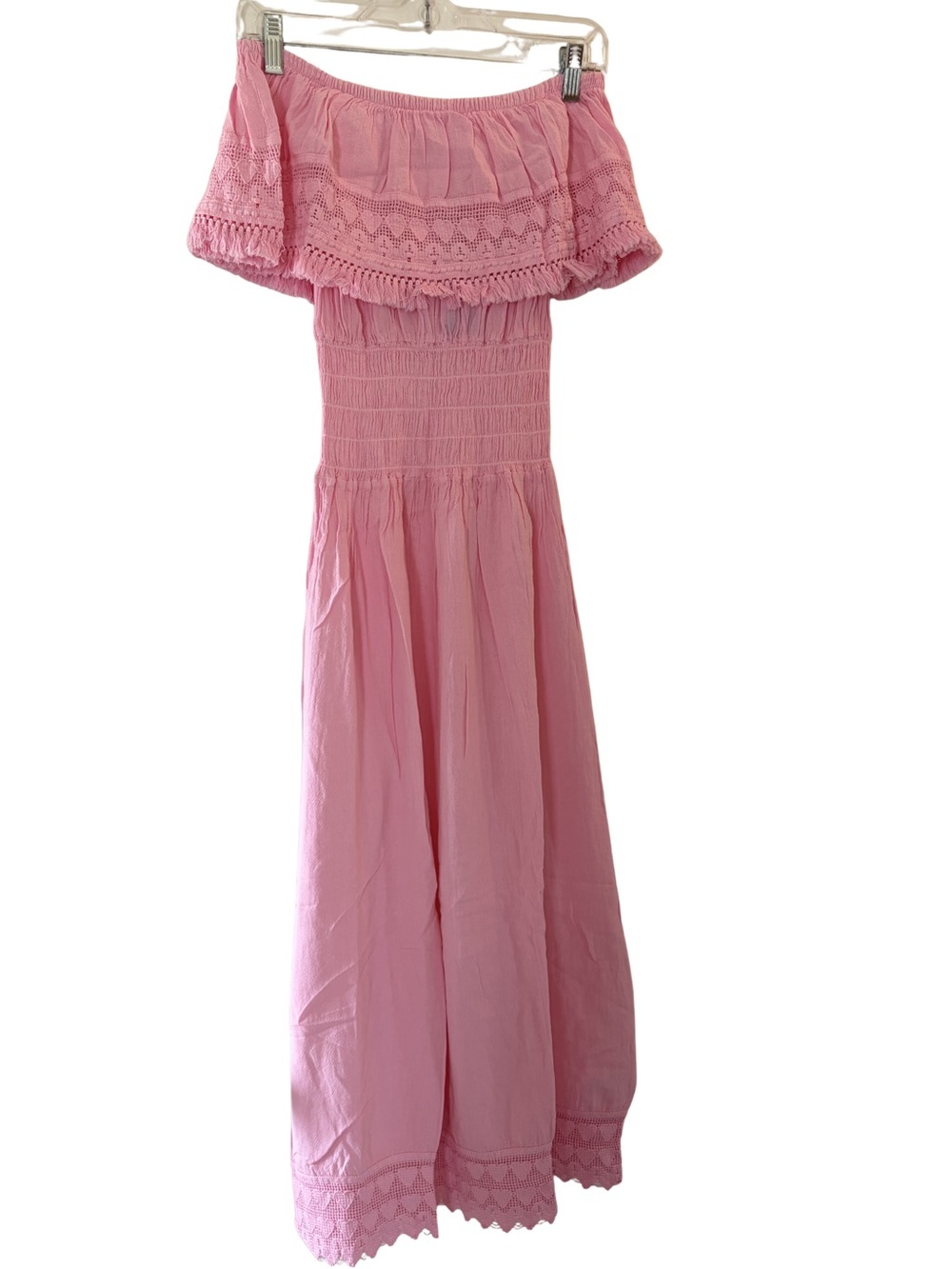 NWT Seaspice Resort Wear Pink Cotton Off The Shoulder Maxi Dress Medium
